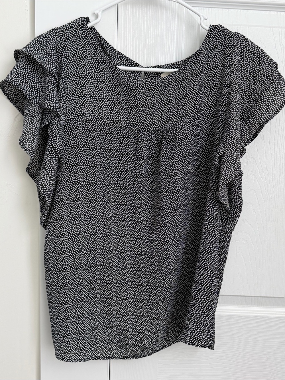 Monteau Black and White Dotted Ruffle Sleeve Blouse